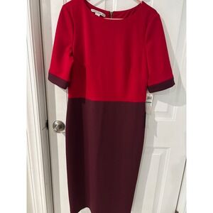 Maggy London Color Block Career Dress - Red & Burgundy, Office Style 16